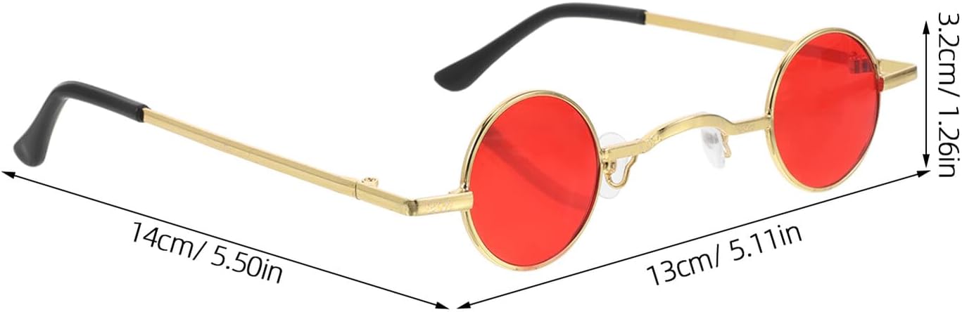 3pcs Steampunk round Sunglasses Vintage Retro Circle Frame Shades for Men Women Gold Metal Frame and Gray Red Brown Lenses, Trendy Hippie Eyewear for Outdoor Fashion