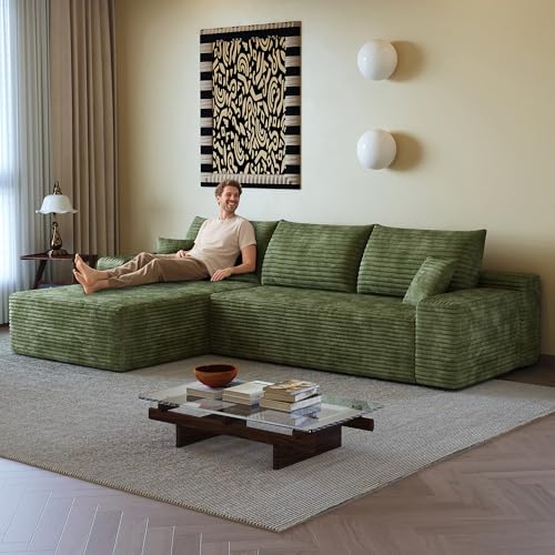Image of 96 inch Sectional Couches for Living Room Cloud Couch Sofa with L-Shape Upholstered Boneless Couchs Modern Modular Sectional Couch with Chaise