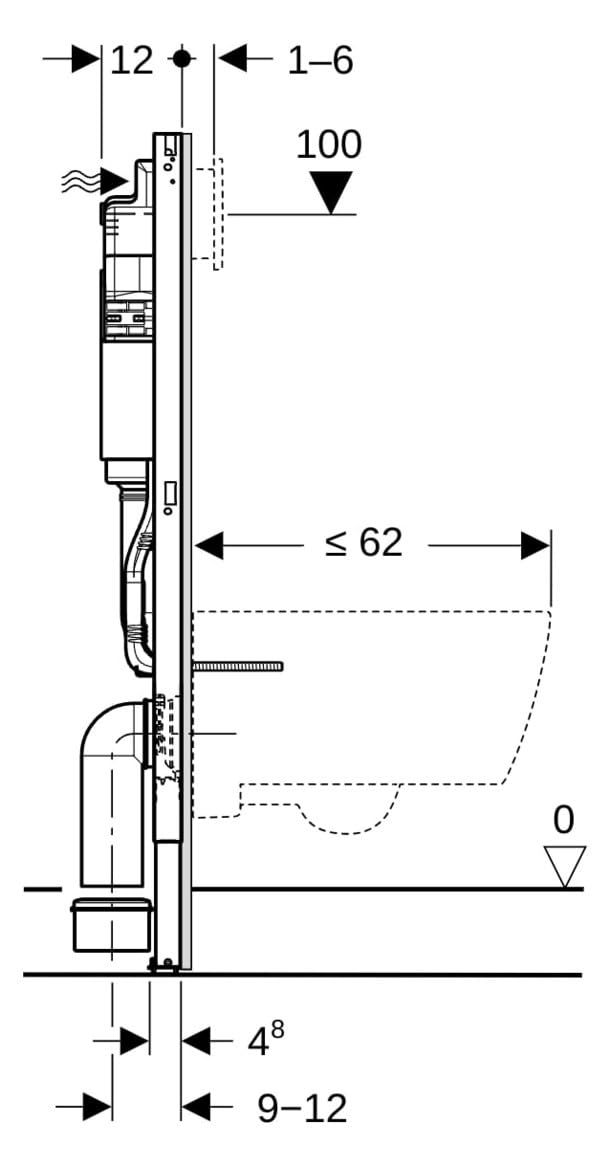 sanicomfort Geberit Duofix Basic Wand-WC Komplettset Aliki spülrandlos mit Delta 25 Platte weiß – Hänge-WC inkl. Soft-Close WC-Sitz & Schallschutz – Vorwandelement Set für Badezimmer & Gäste-WC