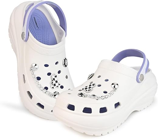 Crosskix Trendy Everyday Fashion Clogs for Women – Lightweight Platform Sandals with Cute Detachable Charms &amp; Metal Accent...