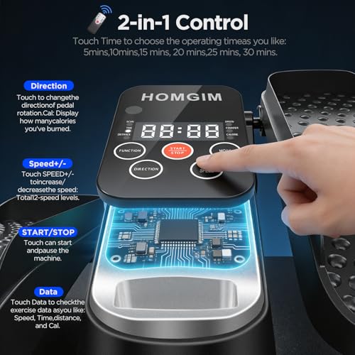 Image of HOMGIM Under Desk Elliptical Machine - Quiet Motorized Leg Exerciser with Smart Remote, 12-Speed Manual Programs Auto /3 Auto Programs LCD Display & Bidirectional Motion for Home /Office