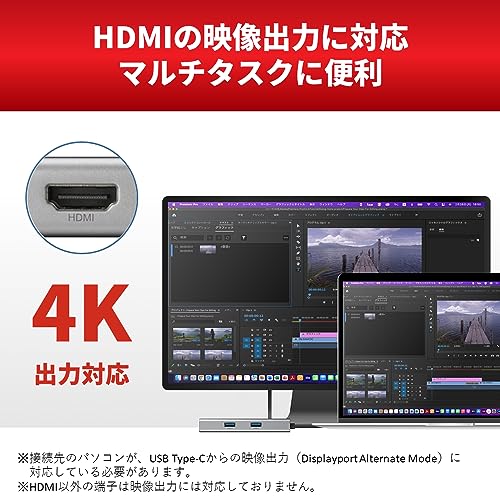 バッファロー USB Type-C 接続 5-in-1 ドッキングステーション 有線LAN HDMI USB3.2(Gen 1)対応 Type-A 3ポート シルバー LUD-U3-CU301SV/N