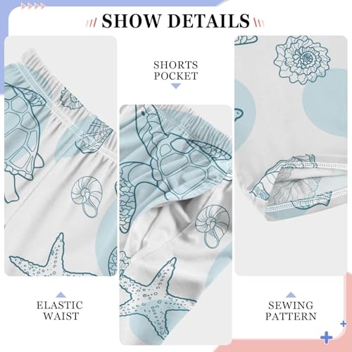 Boys' Pants Sea Turtle Starfish Blue Line Long Bottoms Jogger Pants Elastic Waist Trousers with Pockets S-XL4