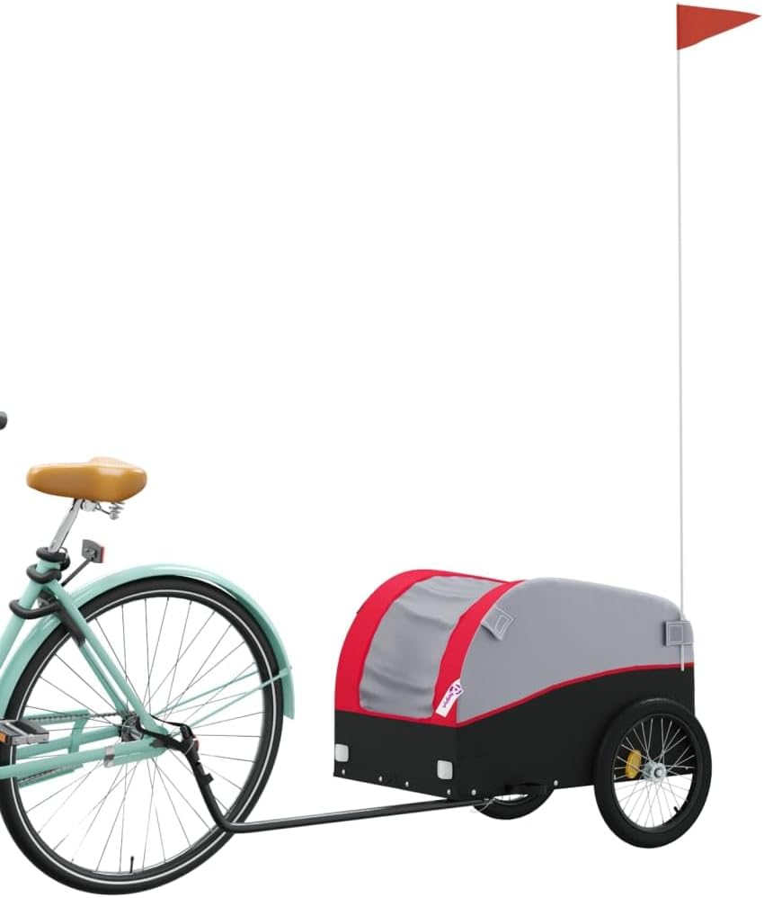 Bike Trailer Black and Red 30 kg Iron, Bicycle Cargo Trailer, Bicycle Large Cargo Wagon Trailer, Bicycle Cargo Storage Cart Cycling Camping Luggage Storage Carrier Transport Type3