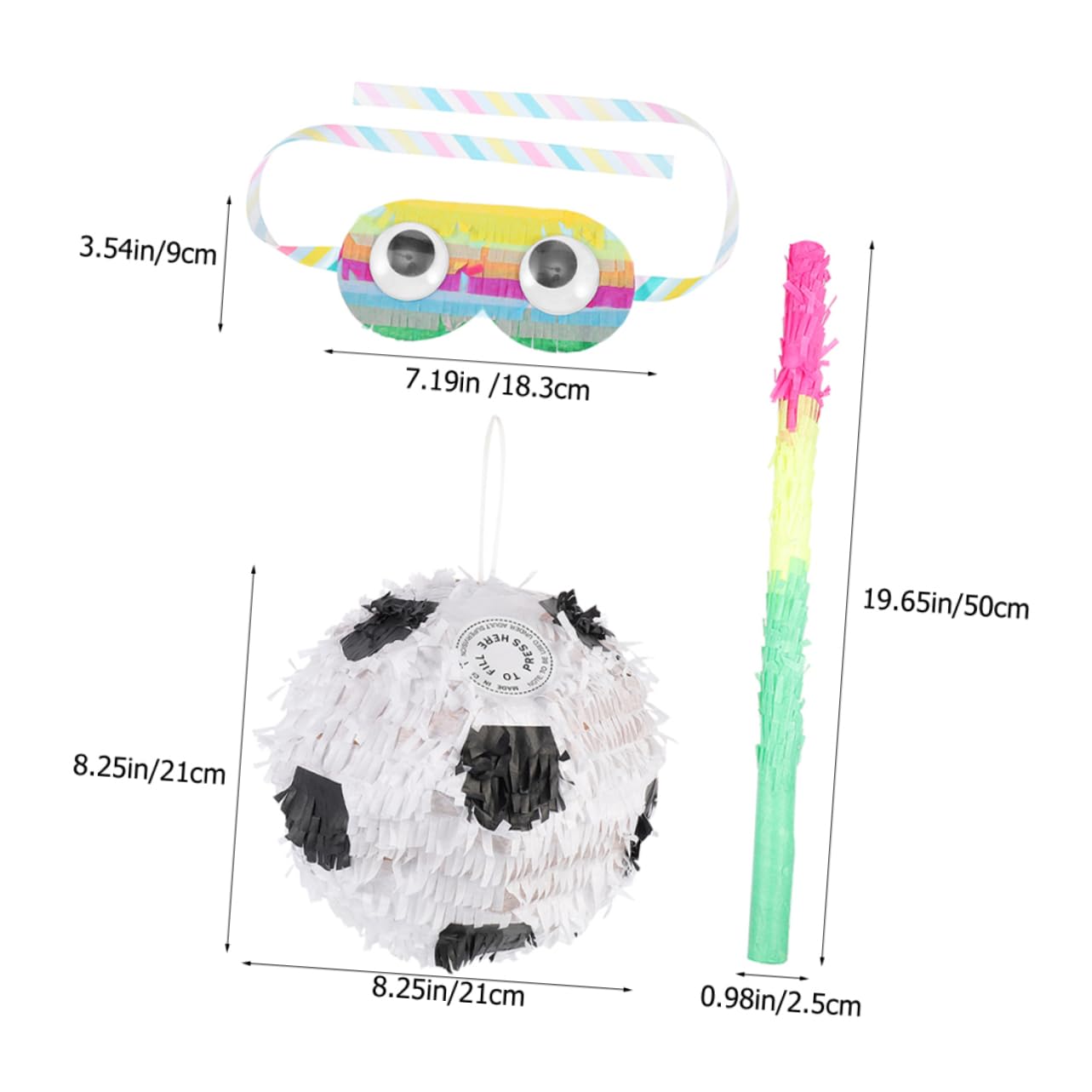 Abaodam Set di 3 Pezzi Pinata Calcio in Carta con Bastone e Benda per Festa Compleanno Tema Calcio, Decorazione Creativa per Carnevale e Festa Divertente