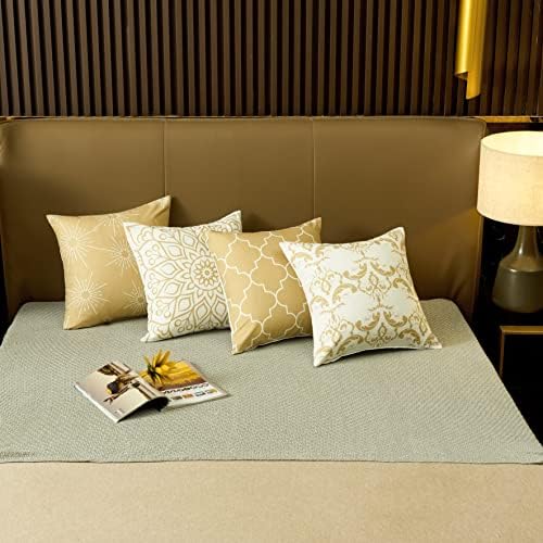 Alishomtll Geometric Cushion Covers Set of 4 Pillowcases 18x18 Inches Soft Throw Pillow Covers 45cm x 45cm for Sofa Bedroom