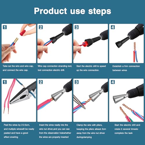 Image of Wire Nut Twister and Twisting Tool - 1 /4 inch Chuck, Spin Twist Wire Connector Socket,Wire Stripping and Twisting Tool,Wire Nut Twiter for Drill