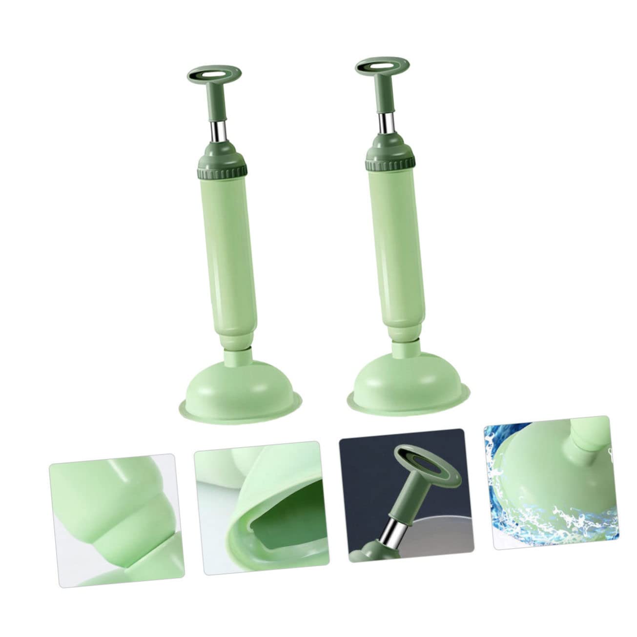 Ciieeo Stura Water a Pressione 2 Pezzi, Pompa Stura WC in PVC e Acciaio Inox, per Bagno e Cucina, Rimuove Blocchi Maggiore Pressione