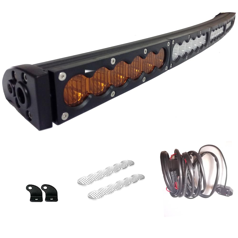 AngelMa 44'' Dual Color Amber/White LED Light Bar Offroad stroboflash 210WOff Road for Car Boat UTV 4WD 4X4 Truck Tractor Raptor Off-Road Bumper Light Wiring Harness 3 Years Warranty