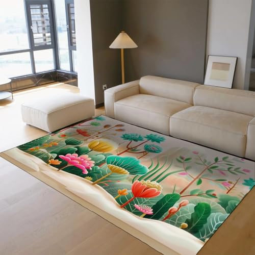 Tapis forêt nature rectangulaire grand format pour grand salon