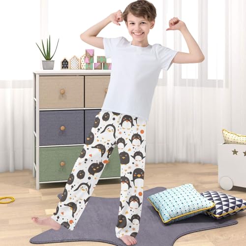 Boy's Pants Cute Penguin Jogger Pants Elastic Waist Long Bottoms Trousers with Pockets 6-14 Years4