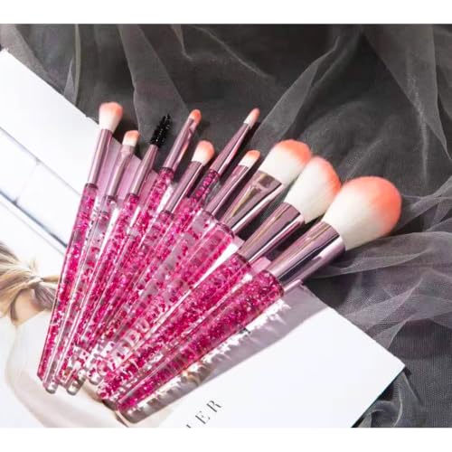 Conjunto de ferramentas de maquilhagem (com estojo de armazenamento) — Pincéis de maquilhagem profissionais — O para iniciantes e profissionais — Cabos coloridos (Vermelho)