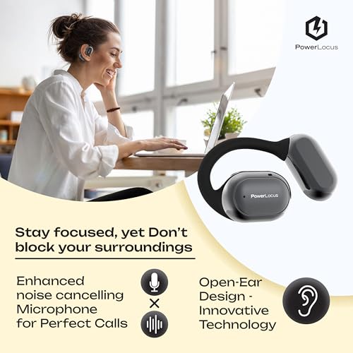 PowerLocus Open Ear Kopfhörer Bluetooth, SportKopfhörer Kabellose Ohrhörer, Touch-Bedinung, Tiefer Bass, Stabil Wasserdicht Wireless Earbuds mit Mikrofon für Sport, Laufen, Radfahren – Bild 5