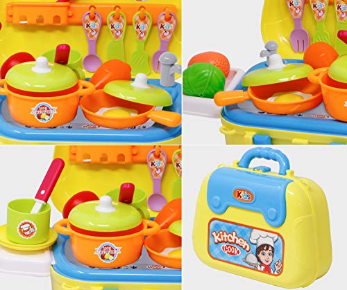 Image of Zest 4 Toyz Kitchen Set for Girls with Suitcase Kitchen Playset for Girls Kitchen Cooking Suitcase (22 Pcs) Cooking Toy Pretend Play Toys for Kids