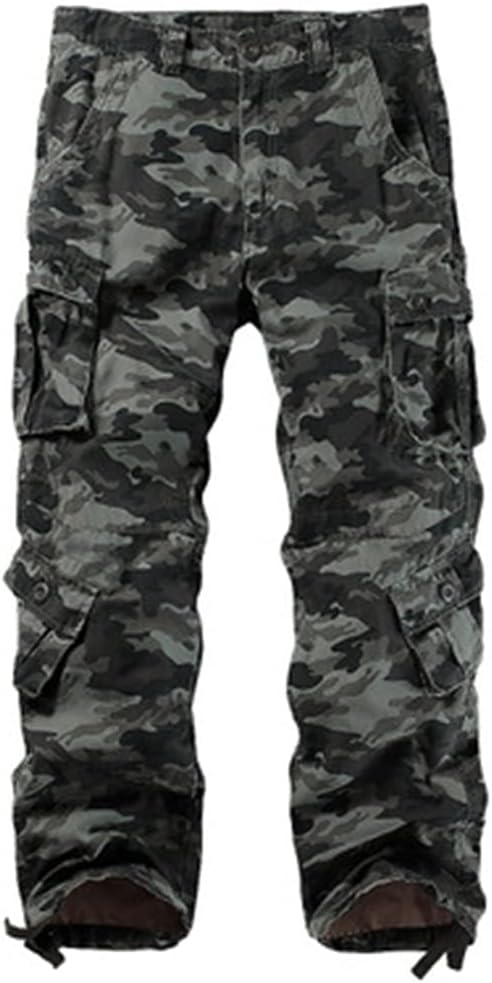 KEHAIOO Men's Cotton Military Cargo Pants, 8 Pockets Casual Work Combat Trousers, Military Army Camo Cargo Pants Plus Size
