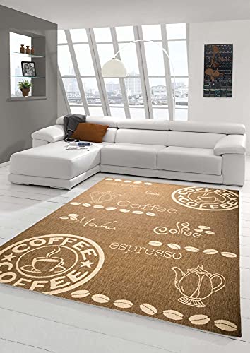 Traum Teppich Küchenteppich Sisal moderner Küchenläufer flachgewebt Coffee Espresso Mocha braun beige Größe 160 x 220 cm
