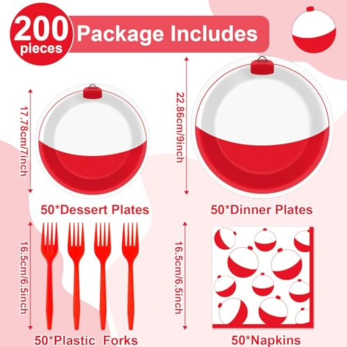 chunnin 200 pcs gone fishing party plates napkins fishing themed tableware set for fishing party gone fishing decoration dessert plates forks serve 50 guests for fishing birthday party favor supplies
