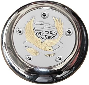 Chrome Horn Cover with Gold "Live to Ride" Insert for Harley Motorcycles with Cowbell Style Horns