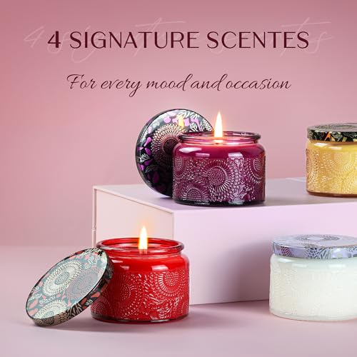 NORVENCE Candles Gifts for Women, Scented Candle Gift Set of 4, Scented Candles for Home, Birthday and Christmas Candle Gifts for Women (Vanilla, Lavender, Cinnamon, Jasmine, 14.4 oz) - Image 3