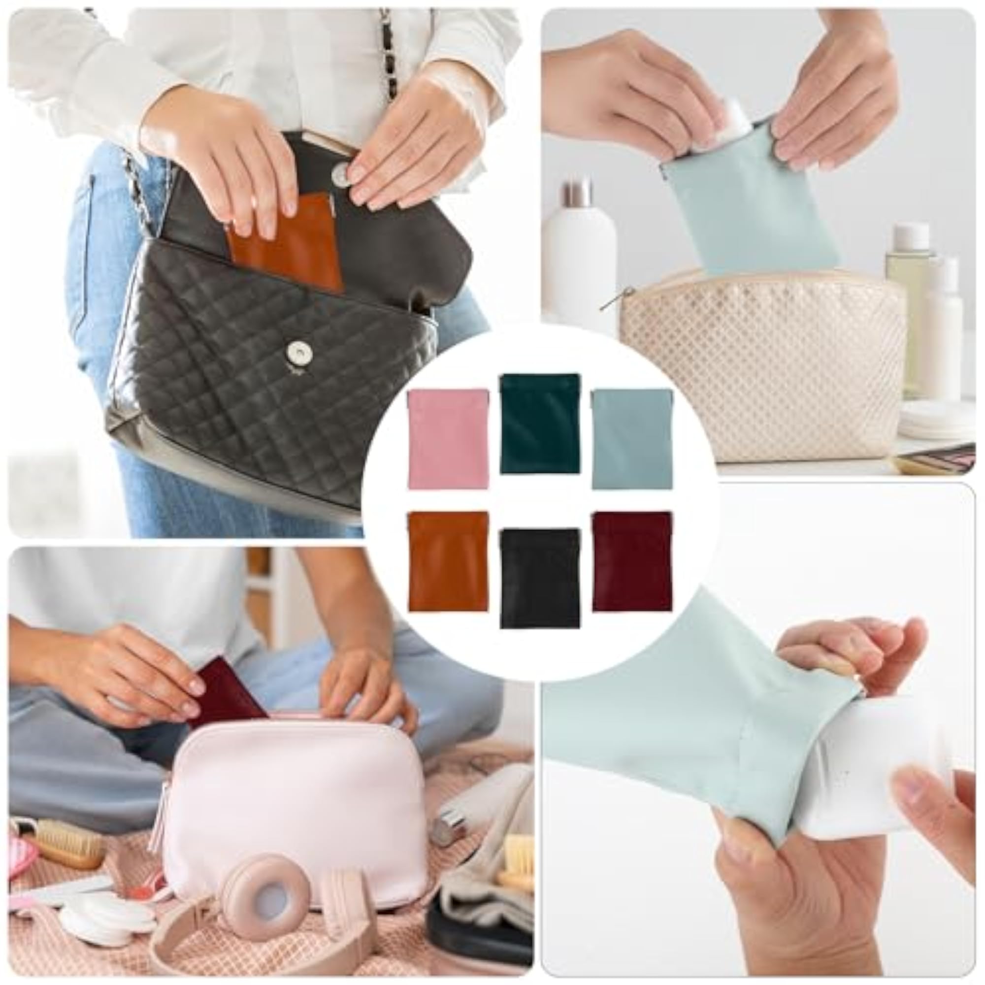 Red PU Leather Makeup Storage Pouch, Compact Design