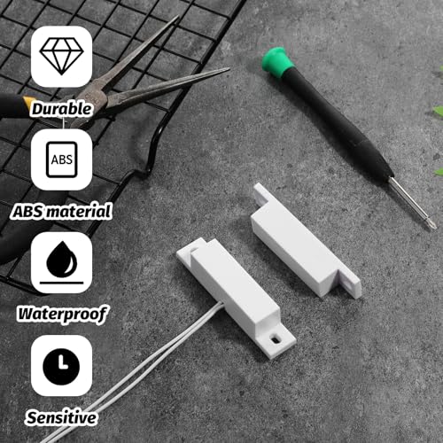Image of 6 Sets Magnetic Reed Switch MC-32 NC Surface Mount Wired Security Door Window Alarm Door Window Contact Sensor for Home Security Burglar Alarm Systems (White)
