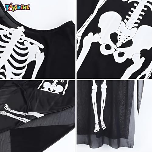 Image of Toyshine Black Cosplay Scary Ghost Bhoot Skeleton Halloween Costume Fun Entertaining Fancy Dress Theme Party Props For Kids Boys Girls,5-9yrs
