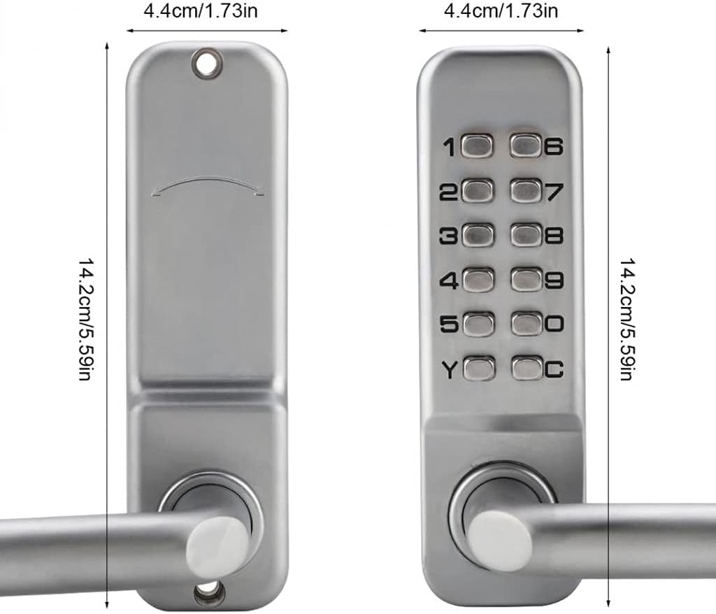 Digital Door Lock Password Door Locks Smart Code Keypad Password Keyless Mechanical Door Lock Locker (Color : Silver, Size : 14.2cm*4.4cm)