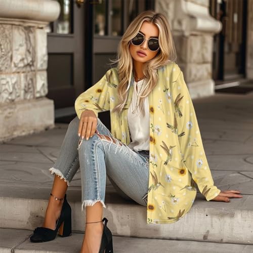 Image of Women's Open Front Cardigan Long Sleeve Loose Sweater Lightweight Soft Cardigan Jackets