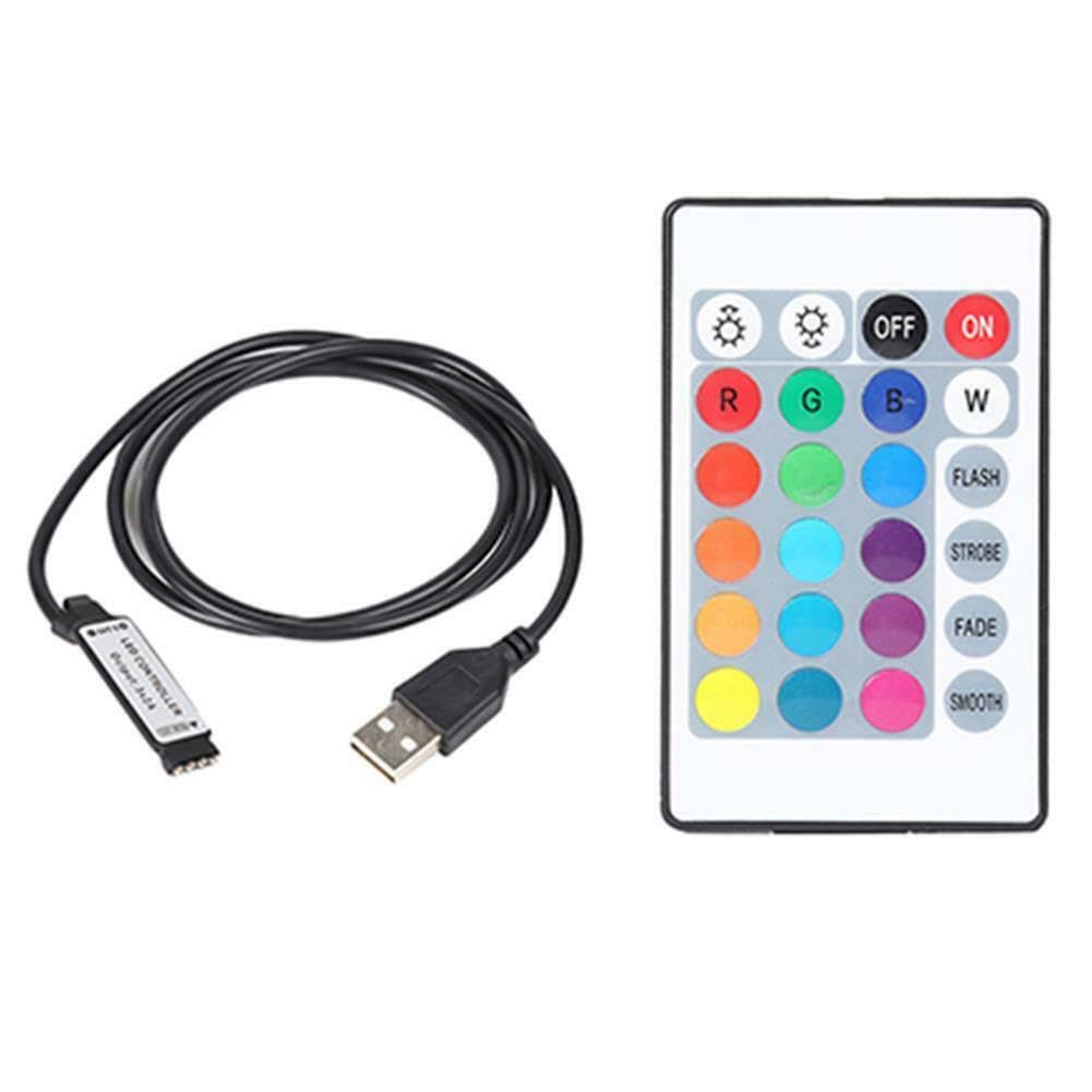 Western Gadget RGB LED Controller with 24Key USB IR Wireless Remote Control, 5V Mini RGB LED Strip Controller Dimmer for 5050 3528 5630 LED Strip Lights