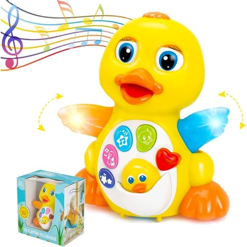 Image of TOYTHRILL Baby Musical Duck Toy, Dancing Walking Yellow Duck - Interactive Action Learning Educational Flapping Light up Dancing Duck with Music