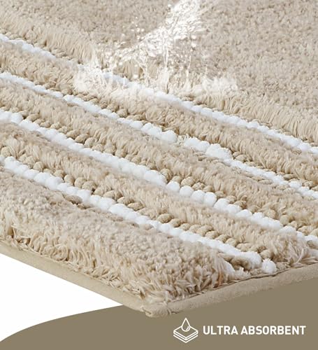 Image of Obsessions Ultra Soft Solid Bath Mat - Premium 1950 GSM Density, Anti-Skid Safety Backing & Superior Absorbency for Quick-Dry Comfort (50x80 cm, Beige)
