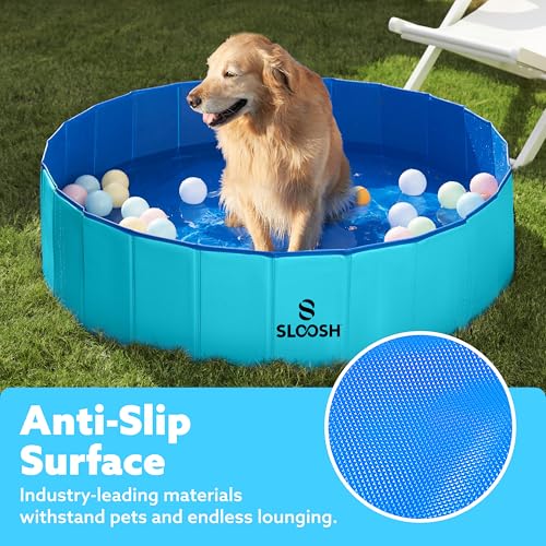image for SLOOSH Foldable Dog Kiddie Pool - Portable Hard Plastic Doggie Swimmin