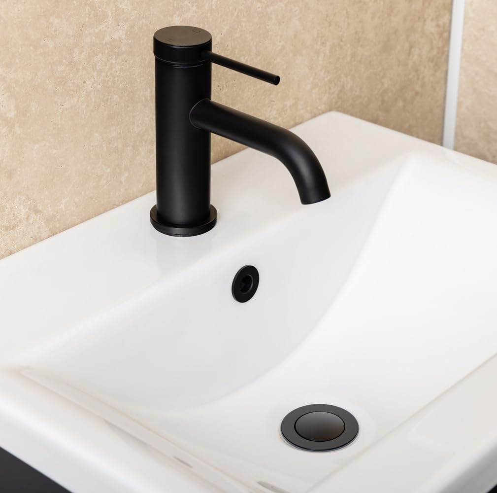 Corso Bathrooms Matt Black Como Basin Mixer Tap - Inc Waste | Finish | Bathroom Basin Mixer |