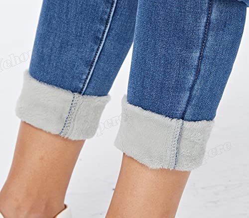Yehopere Women's Winter Jeans High Waist Pull on Fleece Lined Thicken Elastic Waist Jeans4