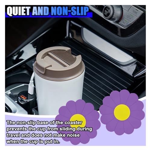 2PCS Portavasos para Auto en Silicona Forma Flor Morado miniatura 4