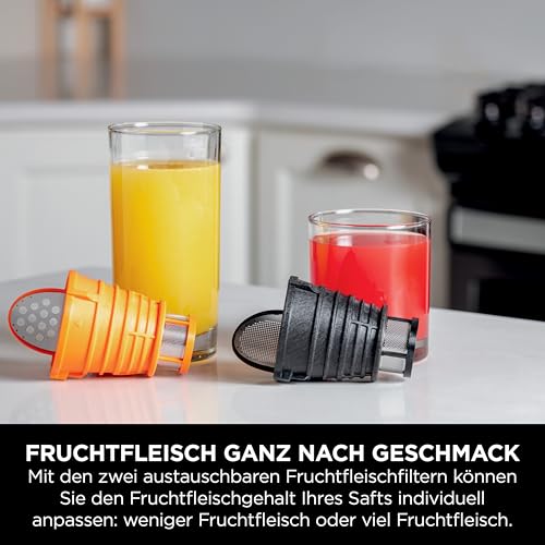 Ninja Kaltpresse-Entsafter Gemüse und Obst mit 700-ml-Becher & 1,1-L-Fruchtfleischbehälter, für frische Säfte, Drinks & Wellness-Shots, kompakt, spülmaschinenfest & abnehmbare Teile, Grau JC151EU – Bild 4