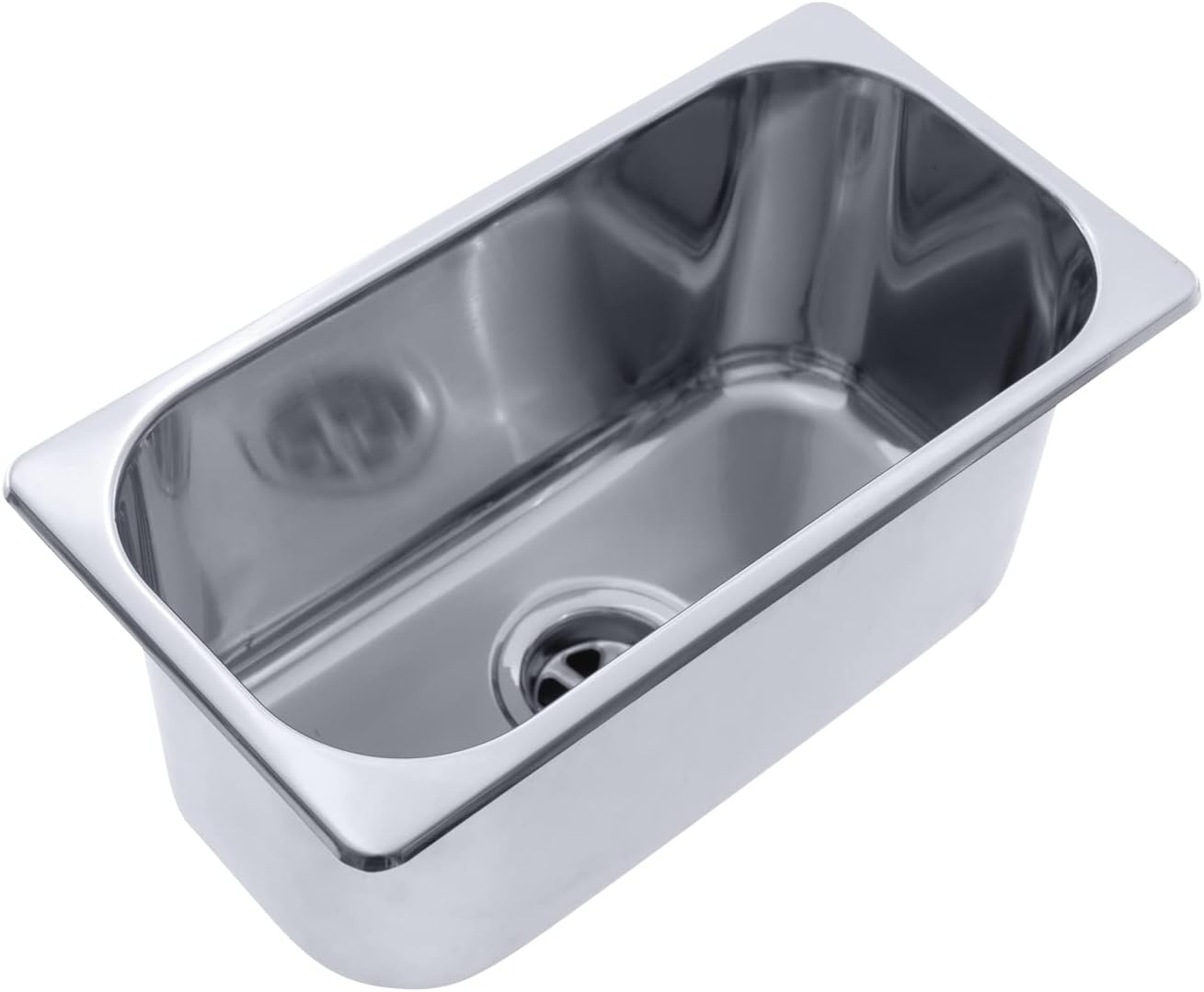 AMBASSADOR MARINE GRADE Rectangle 304 Stainless Steel Sink – Ultra-Mirror, 12-3/4" x 6-3/4" x 6" Deep (S44-1610-UM-W)