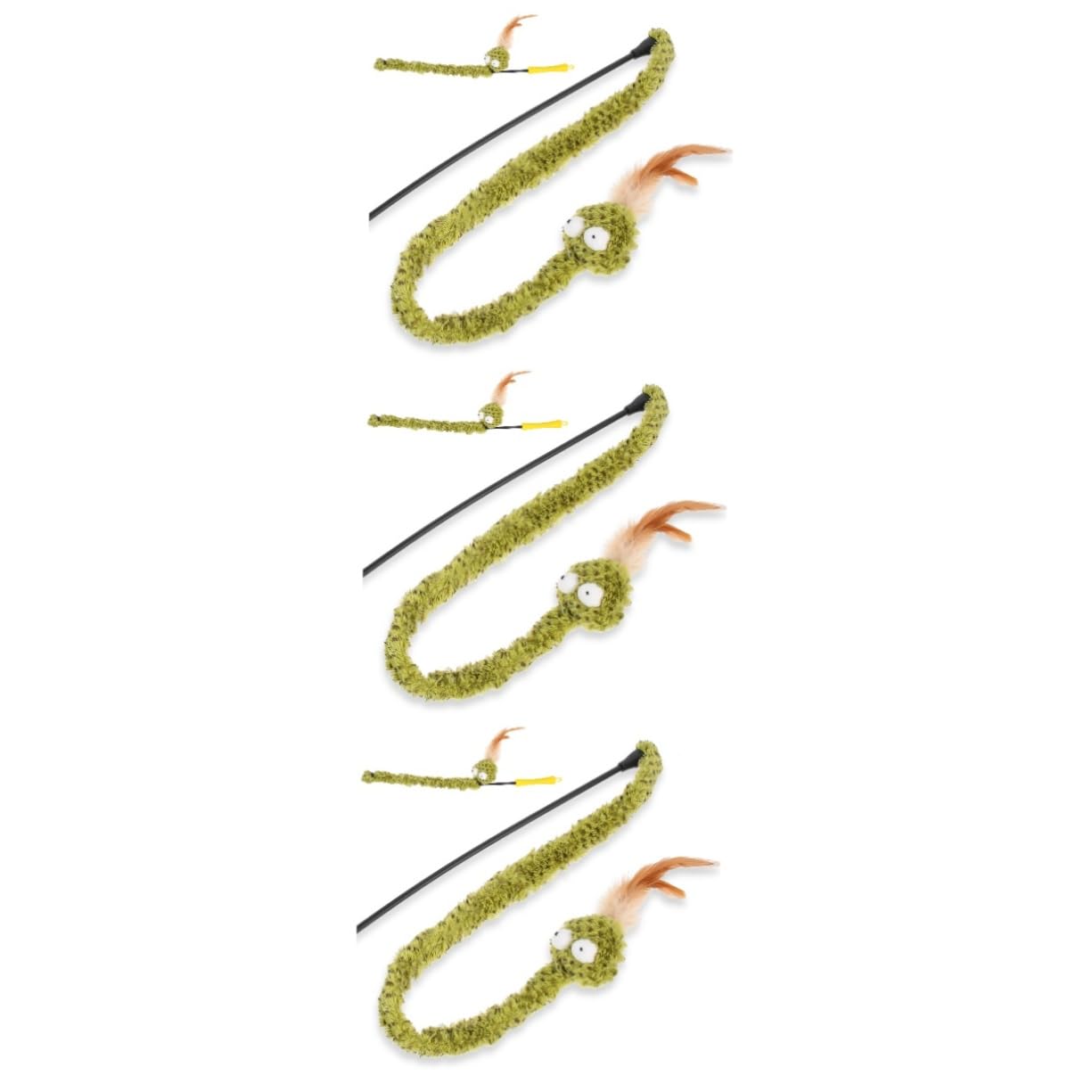 FRCOLOR 3stücke Interaktiver Katzenspielzeug-stab Mit Feder Snake Teasing Stick Für Indoor-Katzen Fördert Gesundheit Und Bewegung Leicht Und Tragbar Für Beschäftigung Von Haustieren