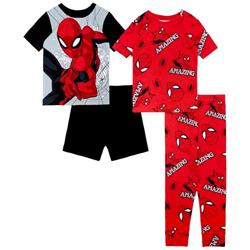 Marvel Boys 4-Piece Snug-fit Cotton Matching Pajama Set Short-Sleeve Soft & Cute for Kids AMAZING 8