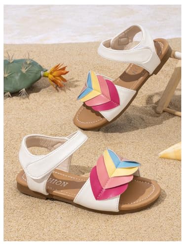 GORGLITTER Girl's Dressy Flat Sandals Colorful Applique Open Toe Ankle Strap Cute Vacation 2025 Slides Shoes3