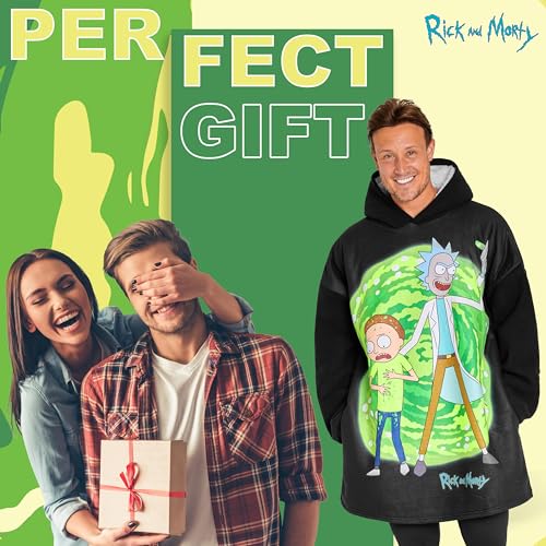 RICK AND MORTY Blanket Hoodie for Men and Teenagers - Cosy Oversized Fleece Hoodie One Size Sherpa Lined - Gifts for Men2