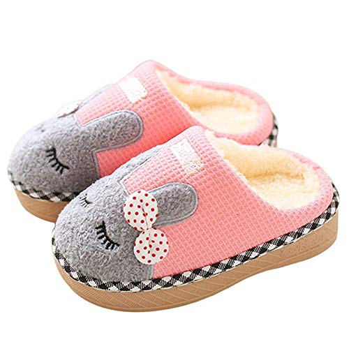 SITAILE Cute Home Shoes, Girls Boys Fur Lined Indoor House Slipper Bunny Warm Winter Toddler Slippers Apink Size 8.5-9 Toddler