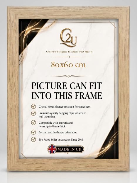80 x 60 cm Picture Frame | Engineered Wood Photo Poster Frame for Jigsaw Puzzles, Certificates & Artwork| Wall Mount | Portrait or Landscape.