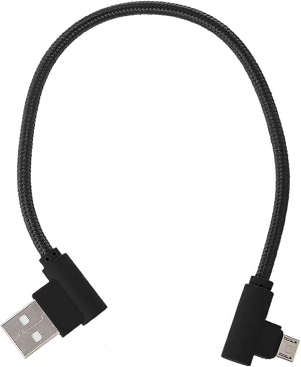Mr. Gadget's Solutions 90 Degree Micro USB Sync Data Charger Cable - 25cm | Braided, Right Angle Design | Fast Charging for Android Devices