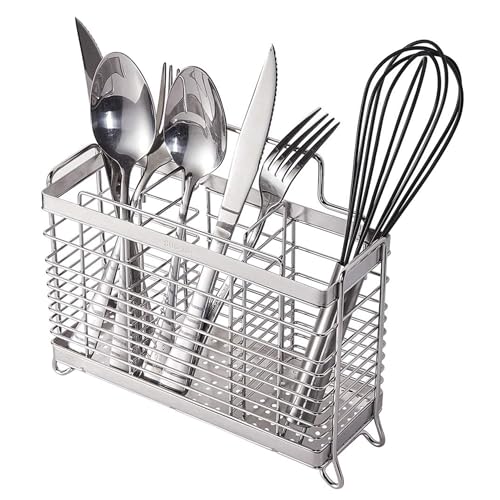 KESOL Utensil Holder Utensil Drying Rack Basket Holder with 3 Divided Compartments, Rust-resistant