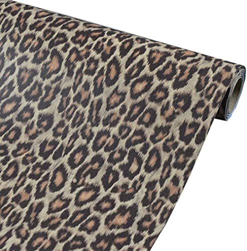TAOGIFT Self Adhesive Vinyl Leopard Film Shelf Liner Decorative Leopard Furniture Sticker Paper for Arts Crafts Walls Cabinets Dresser Drawer Decal 17.7X117 Inches