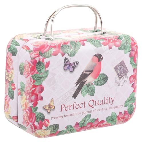 Frcolor ミニレトロスーツケース風属製小物収納ケース 化粧品や睫毛収納に 持ち運び便利で軽量 耐久性あり デスク上の装飾にも使える小型