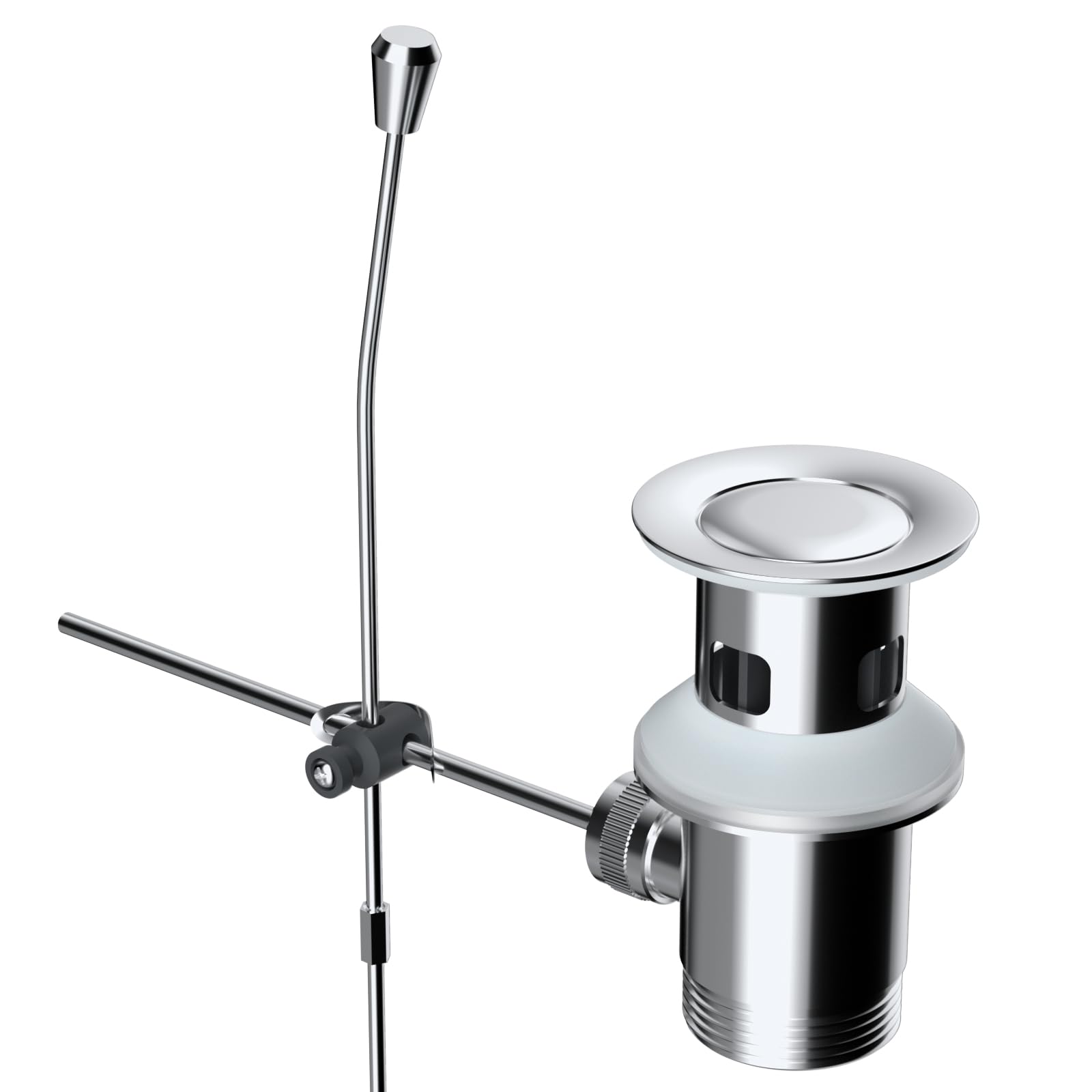 iFealClear Basin Waste with Pull Rod, G 1 1/4''（40.4mm), Stainless Steel Sink Plug Replacement, Bathroom Pop Up Basin Plug with Lever, Suitable for Bathroom Sink with Overflow, Chrome