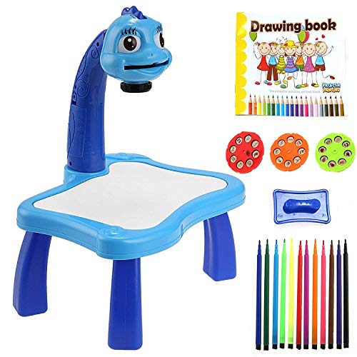 Image of Vikrida Painting Toy Fun Learning Desk Set, Multi-Function Kids Electric Projector Lamp, Blue Color