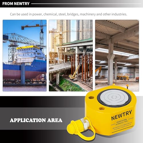 Image of NEWTRY 100 ton Hydraulic Ram Jack + CP-700 Hydraulic Hand Pump Low Profile Porta Power Kit Single Section Mini Jack 0.78'' Stroke Industrial Hydraulic Cylinder